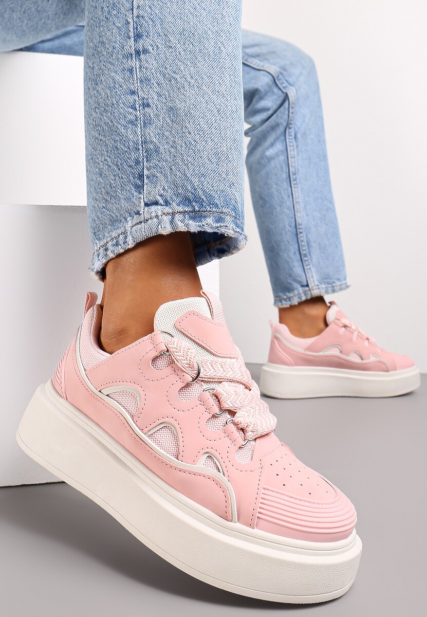 Różowe Sneakersy na Platformie Nazario 1