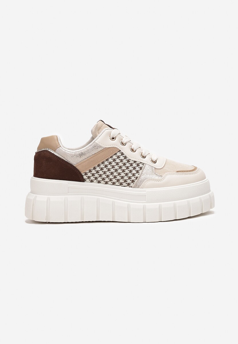 Beżowe Sneakersy na Platformie z Wycięciami Angeliki 3