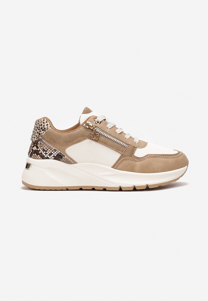 Sneakers bej închis pe platformă cu fermoar Chrysanthi 3