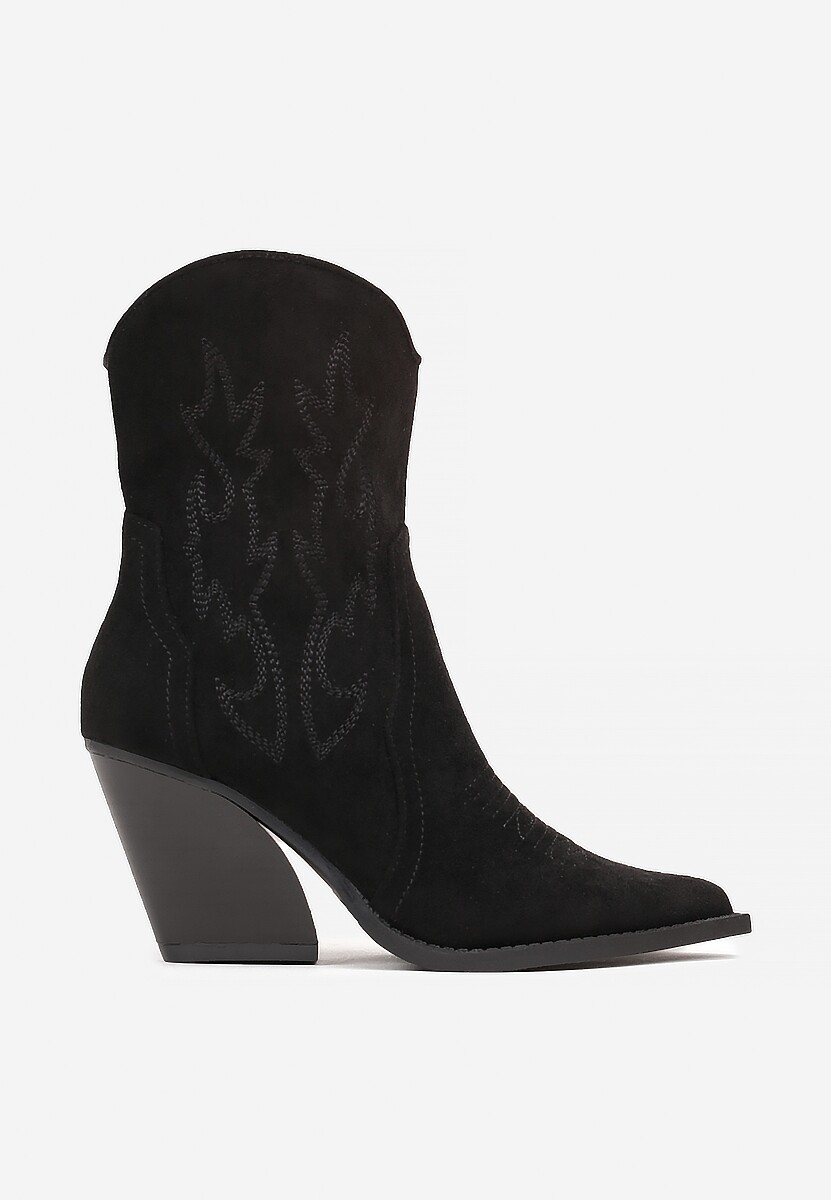 Cizme Cowboy Negre cu Toc Conic și Broderie Discretă Krisvare 3