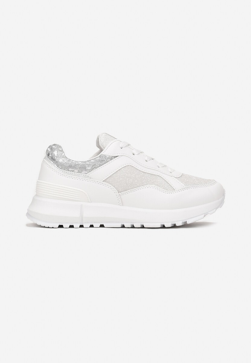 Białe Sneakersy z Brokatową Wstawką Ottavia 3