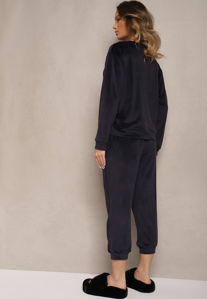 Compleu Dres Catifea Bleumarin cu Bluză și Pantaloni Jogger Mafira 3