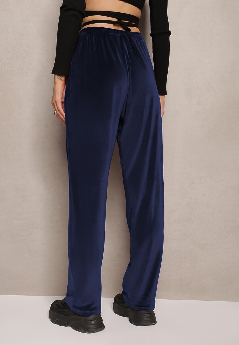 Pantaloni de trening bleumarin din catifea cu picioare largi Heliotte 3