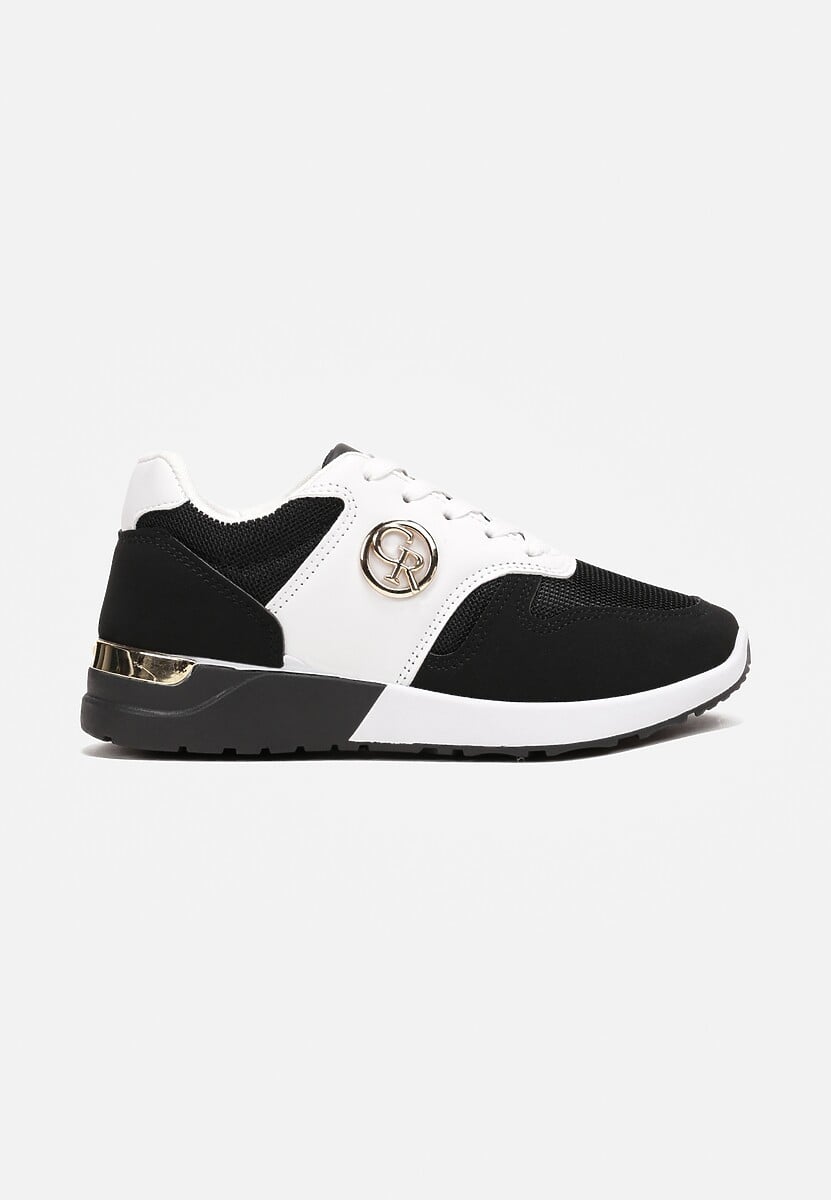 Sneakerși Alb-Negri cu Inserție Metalică Almaide 3