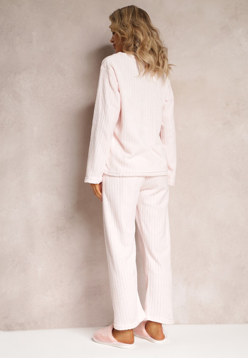 Pijama Roz din Bumbac cu Bluză și Pantaloni Molinera 3
