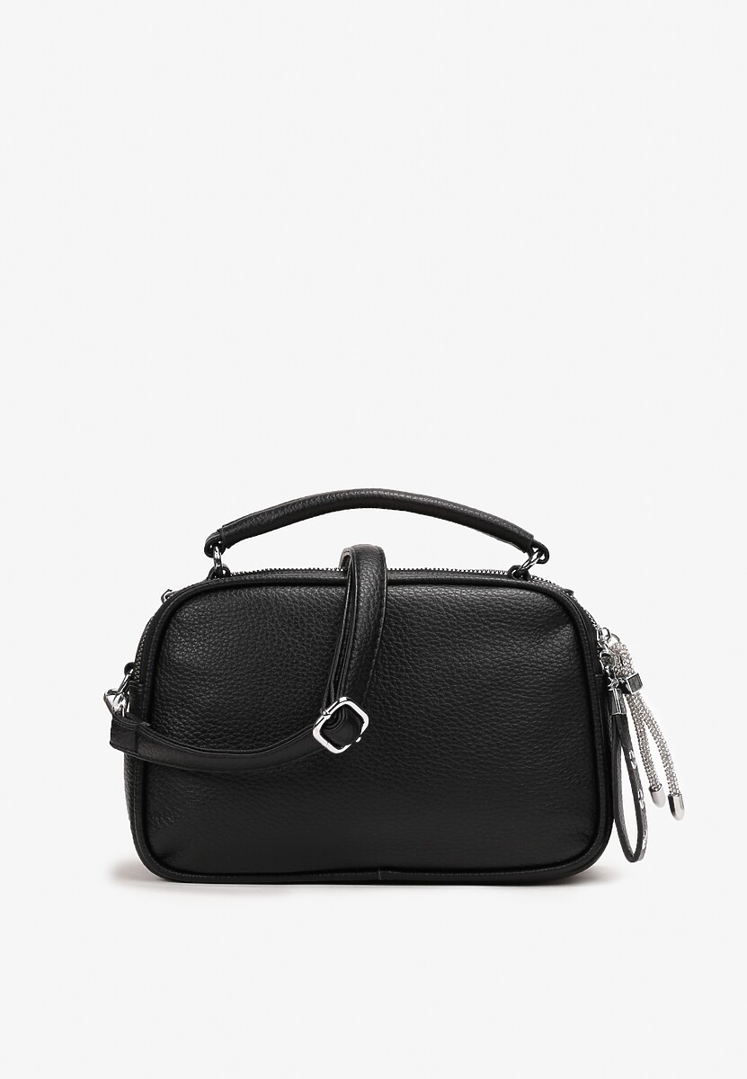 Czarna Dwukomorowa Torebka Crossbody z Dekoracyjnym Suwakiem Balbina 1