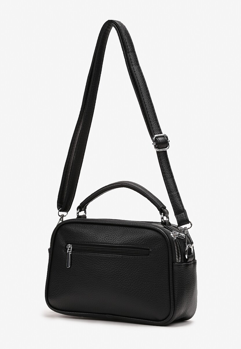 Czarna Dwukomorowa Torebka Crossbody z Dekoracyjnym Suwakiem Balbina 2