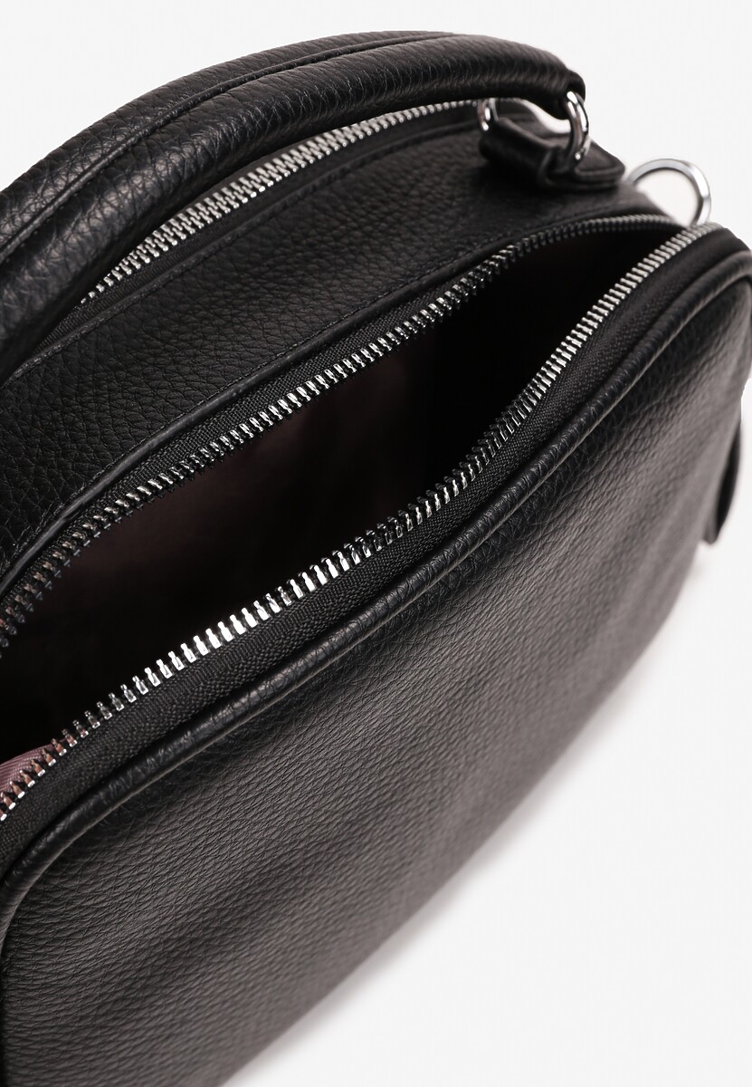 Czarna Dwukomorowa Torebka Crossbody z Dekoracyjnym Suwakiem Balbina 3