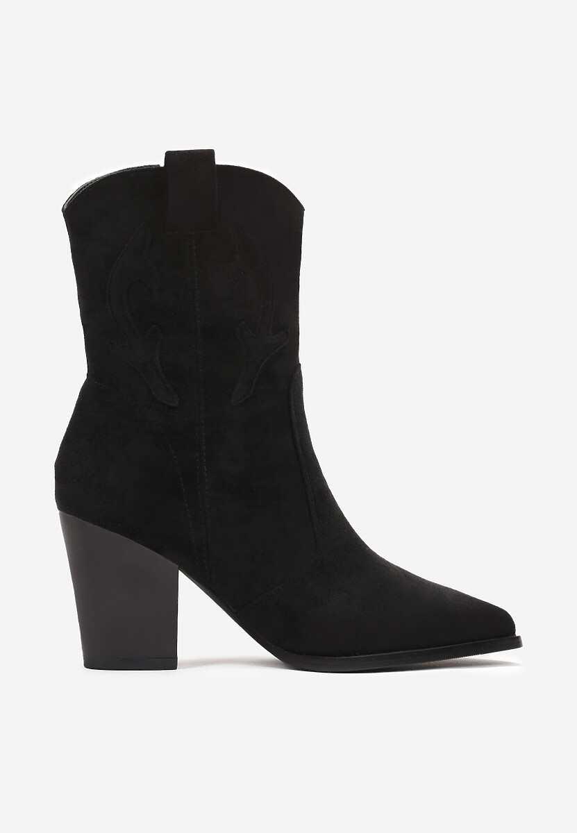 Cizme Cowboy Negre cu Toc cu Cusături Decorative Zosimo 3