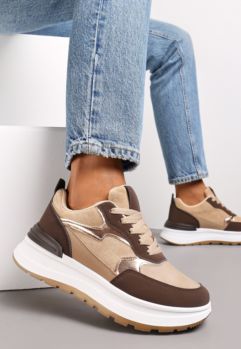 Brązowe Sneakersy na Platformie Guustenie 1