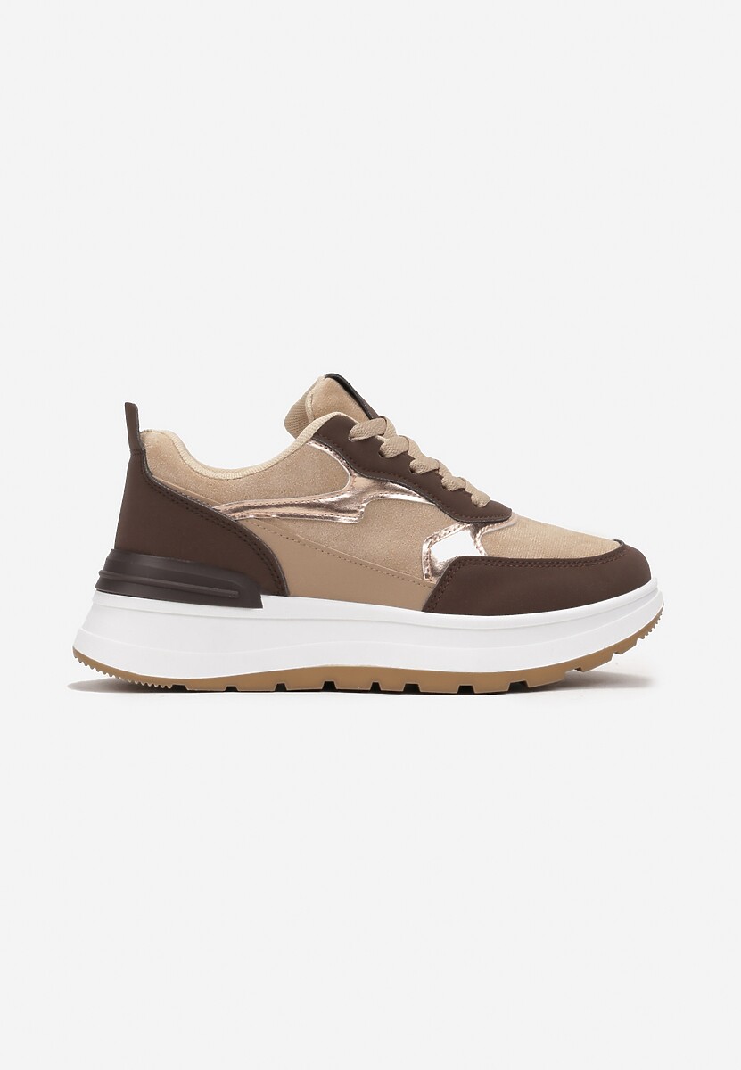Brązowe Sneakersy na Platformie Guustenie 3