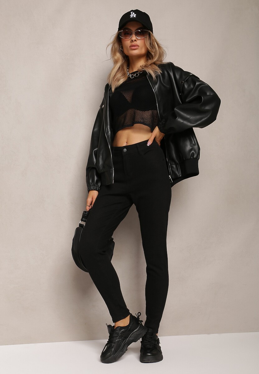 Czarne Jeansy Skinny z Elastycznej Bawełny Gerfia 2