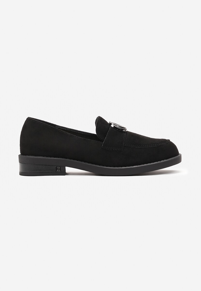 Mocasini Eleganti Negri cu Brant din Piele și Cataramă Kobesa 3