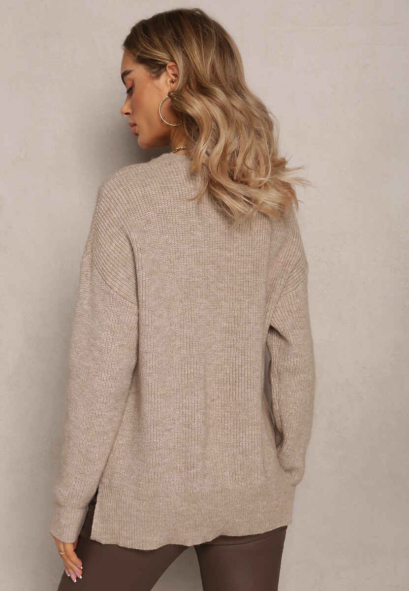 Pulover tricot bej deschis Aissorne 3