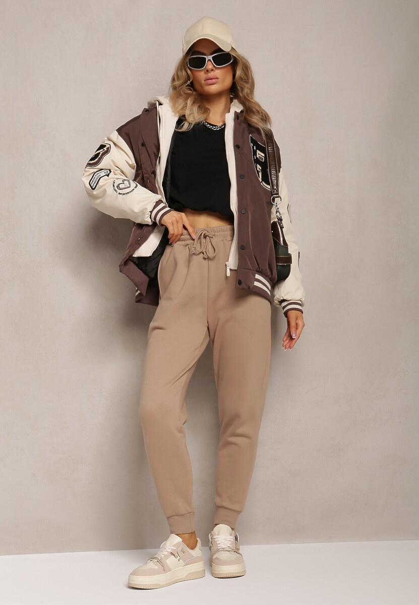 Ciemnobeżowe Spodnie Dresowe z Polarową Ciepłą Podszewką Trisseme 1