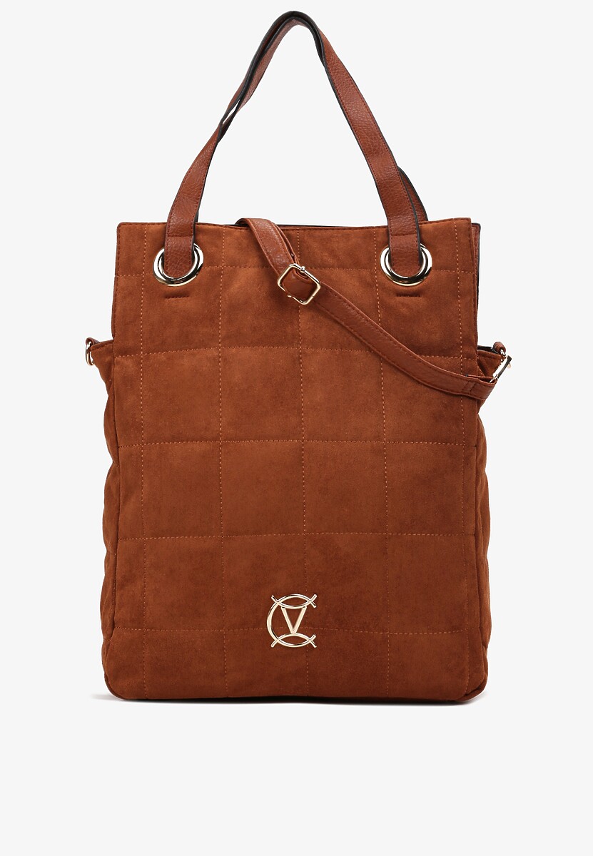 Ciemnobrązowa Prostokątna Torebka Tote z Ekozamszu Ferosa 1