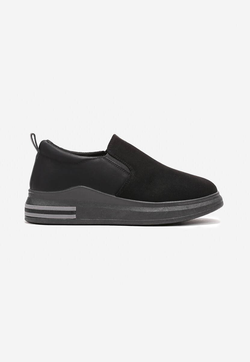 Czarne Sneakersy przed Kostkę Wsuwane na Grubej Podeszwie Sellavi 3