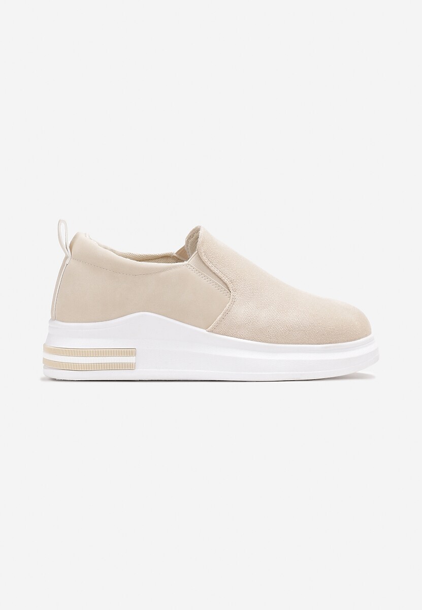 Beżowe Sneakersy przed Kostkę Wsuwane na Grubej Podeszwie Sellavi 3