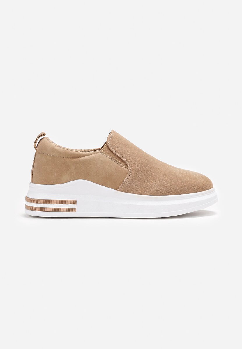 Ciemnobeżowe Sneakersy przed Kostkę Wsuwane na Grubej Podeszwie Sellavi 3