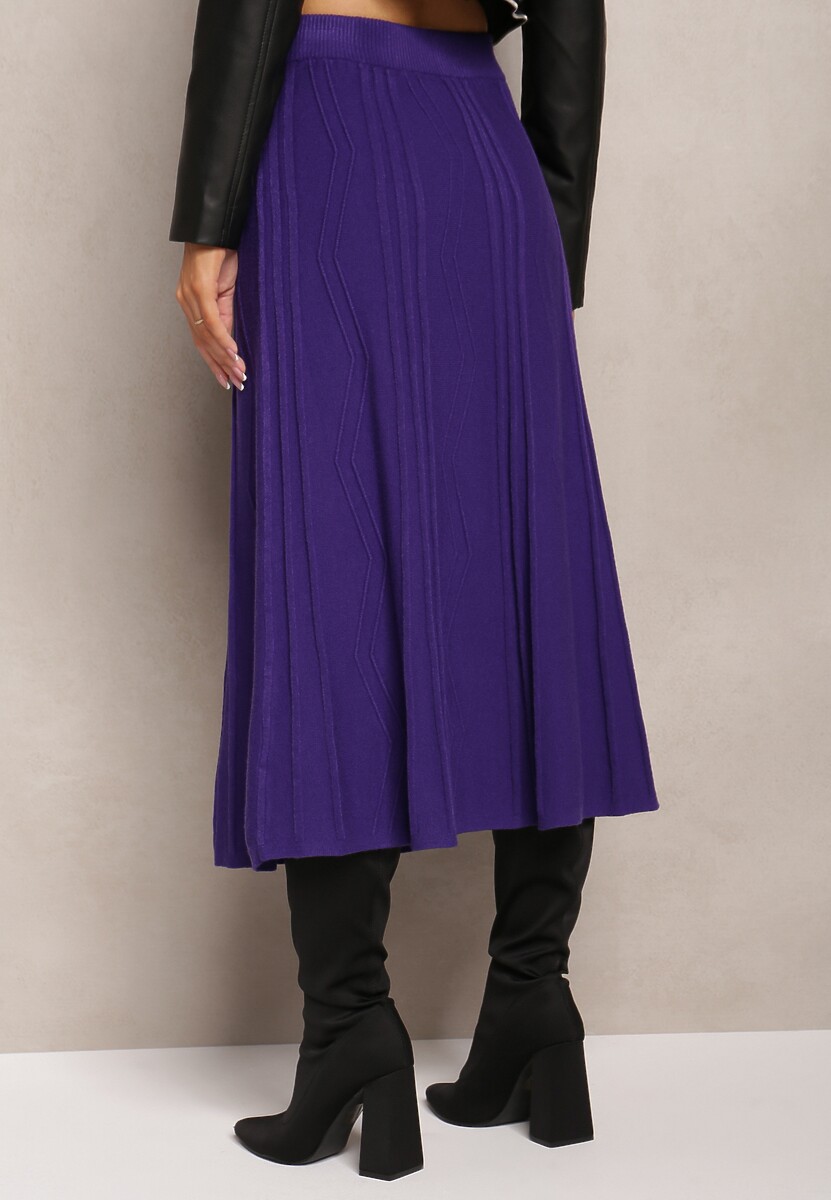Fustă Midi Cloș Tricotată Casual Violet Închis Arodde 3