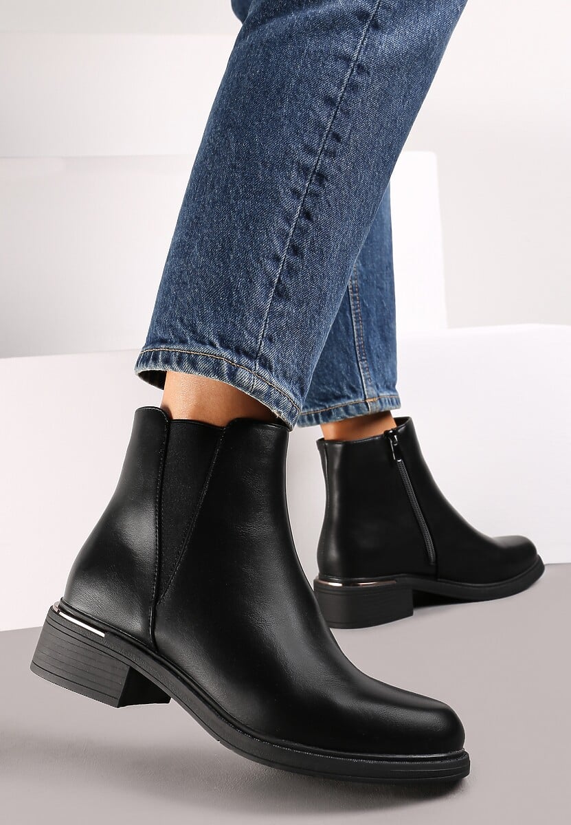 Botine Chelsea Negre Booni cu Inserție Elastică Laterală Clasică 1