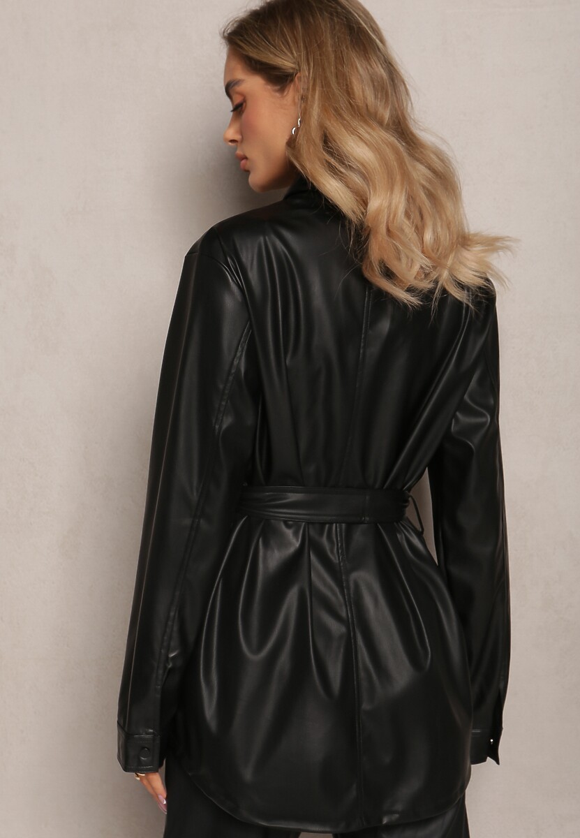 Czarna Koszula z Imitacji Skóry Ametta 3