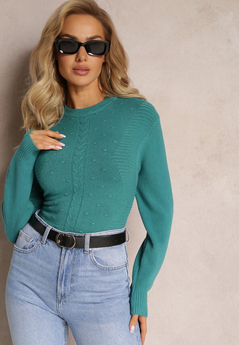 Pulover Verde cu Impletitura Decorativa Ewenna 1