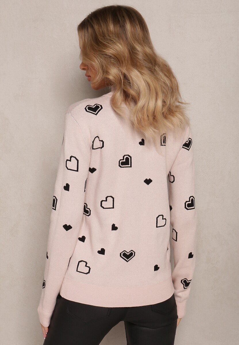 Pulover Roz Ferendi cu Imprimeu Inimioare 3
