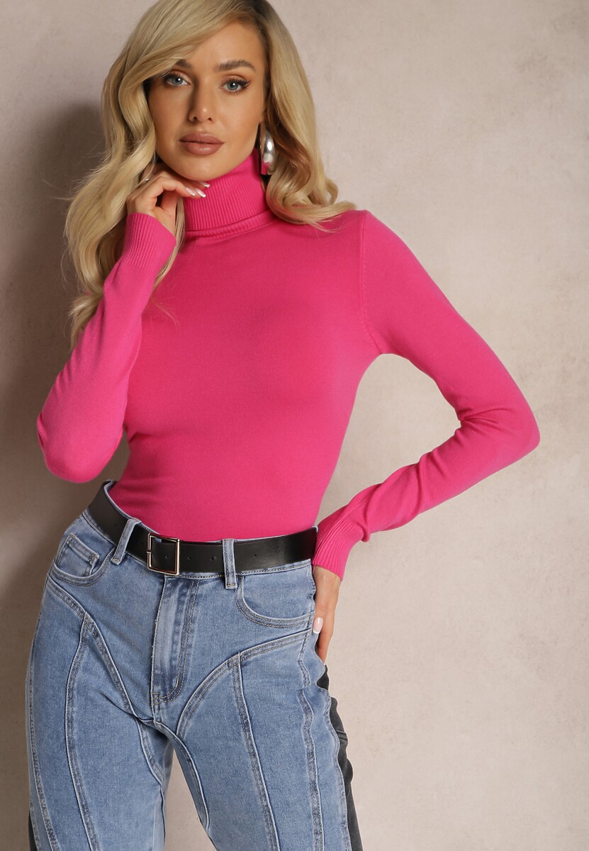 Pulover Roz Buranda Clasic Cu Guler 1