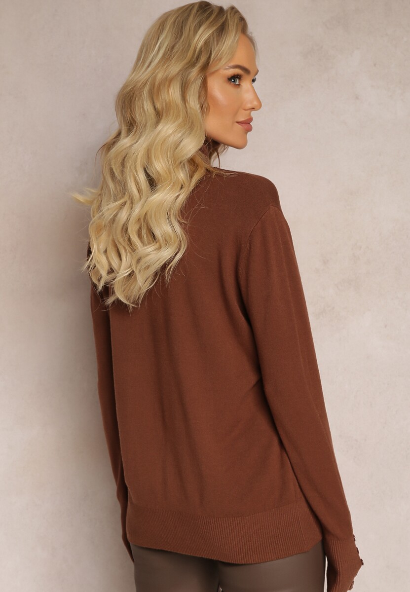 Brązowy Gładki Golf z Ozdobnymi Guzikami na Rękawach Hilama 3