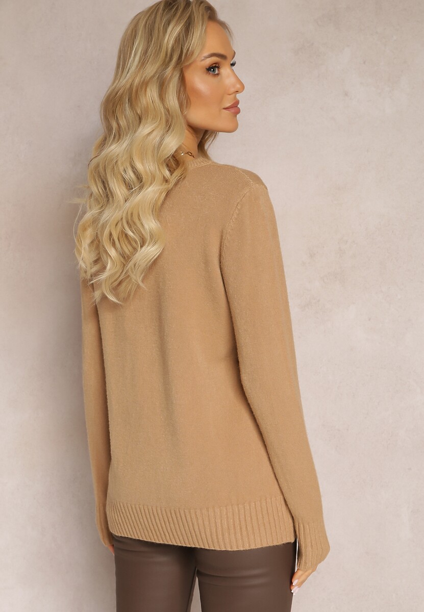 Brązowy Sweter z Miękkiej Dzianiny Emamsse 3