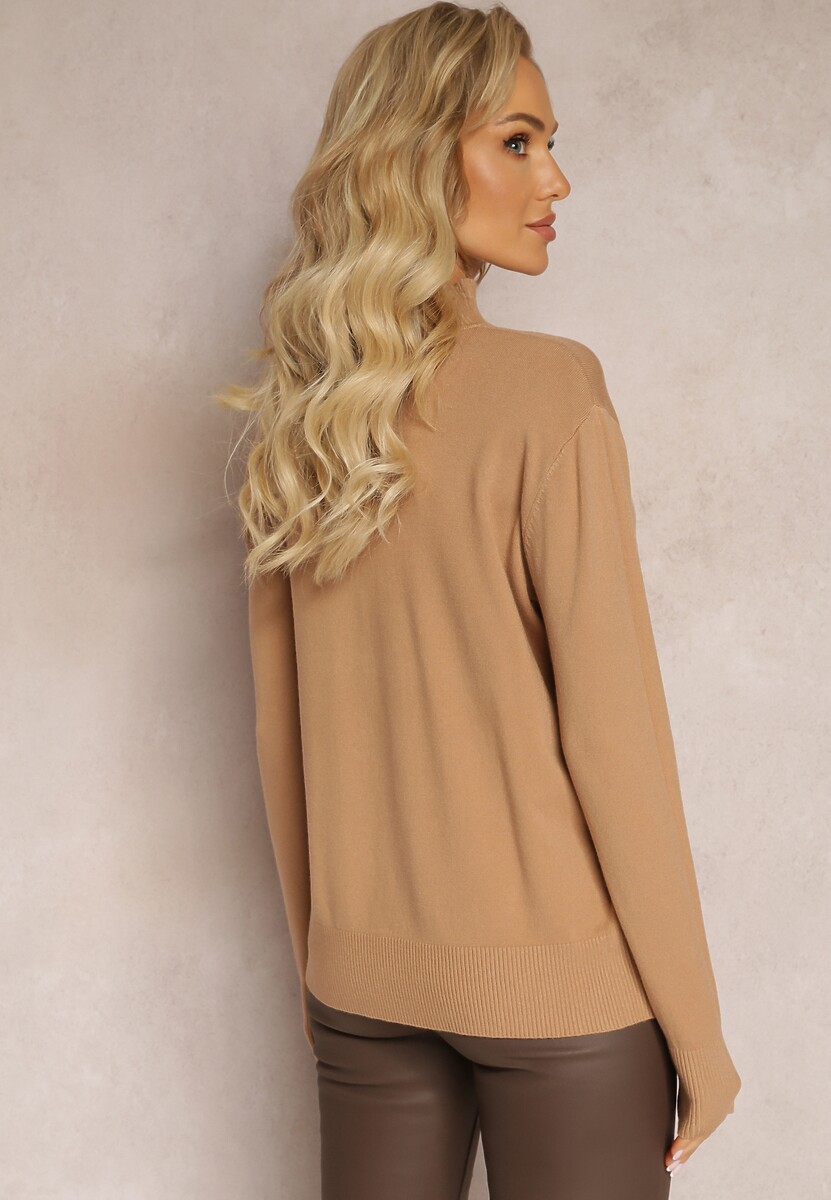 Brązowy Sweter Golf z Wiskozą i Modalem Lamita 3