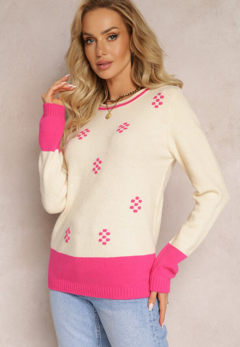 Pulover bej deschis cu buline mici din lână angora Liname 1