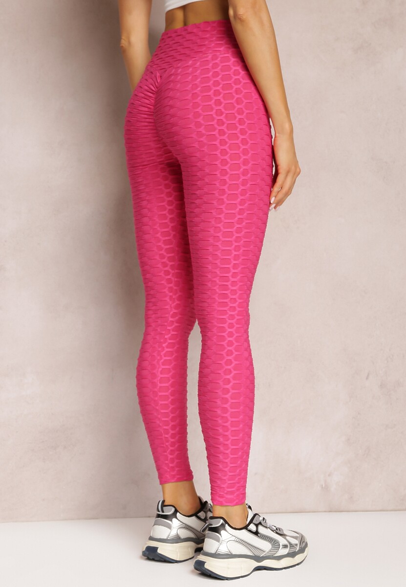 Fuksjowe Legginsy z Tłoczonym Geometrycznym Wzorem z Efektem Push Up Mainettes 2