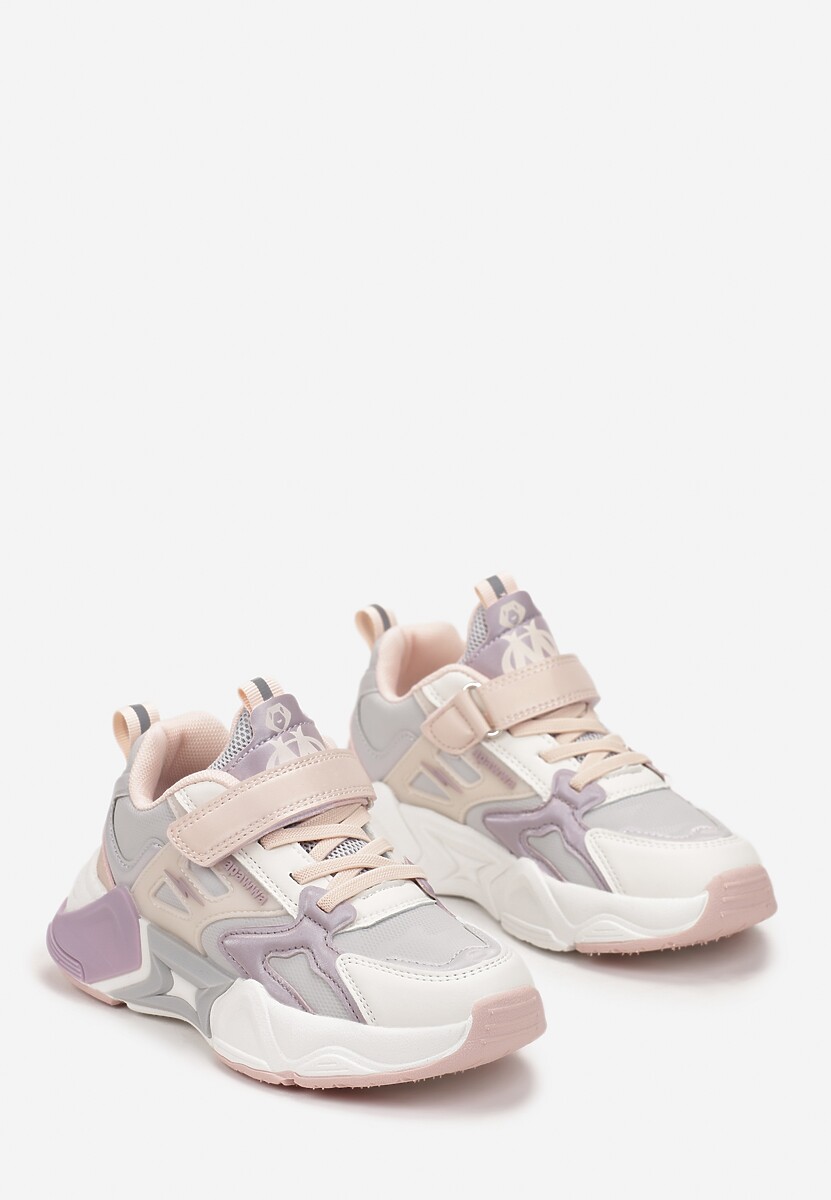 Różowe Buty Sportowe Sneakersy na Tłoczonej Piankowej Podeszwie Rielana 2