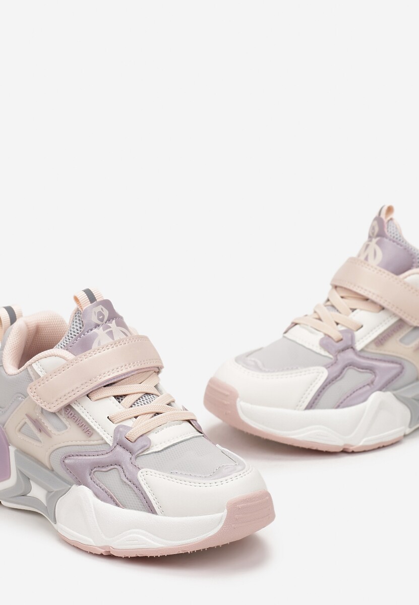 Różowe Buty Sportowe Sneakersy na Tłoczonej Piankowej Podeszwie Rielana 3