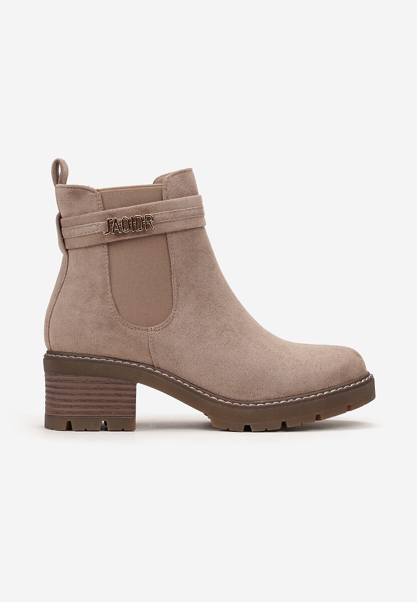 Botine bej închis cu toc și cataramă decorativă Martel 3