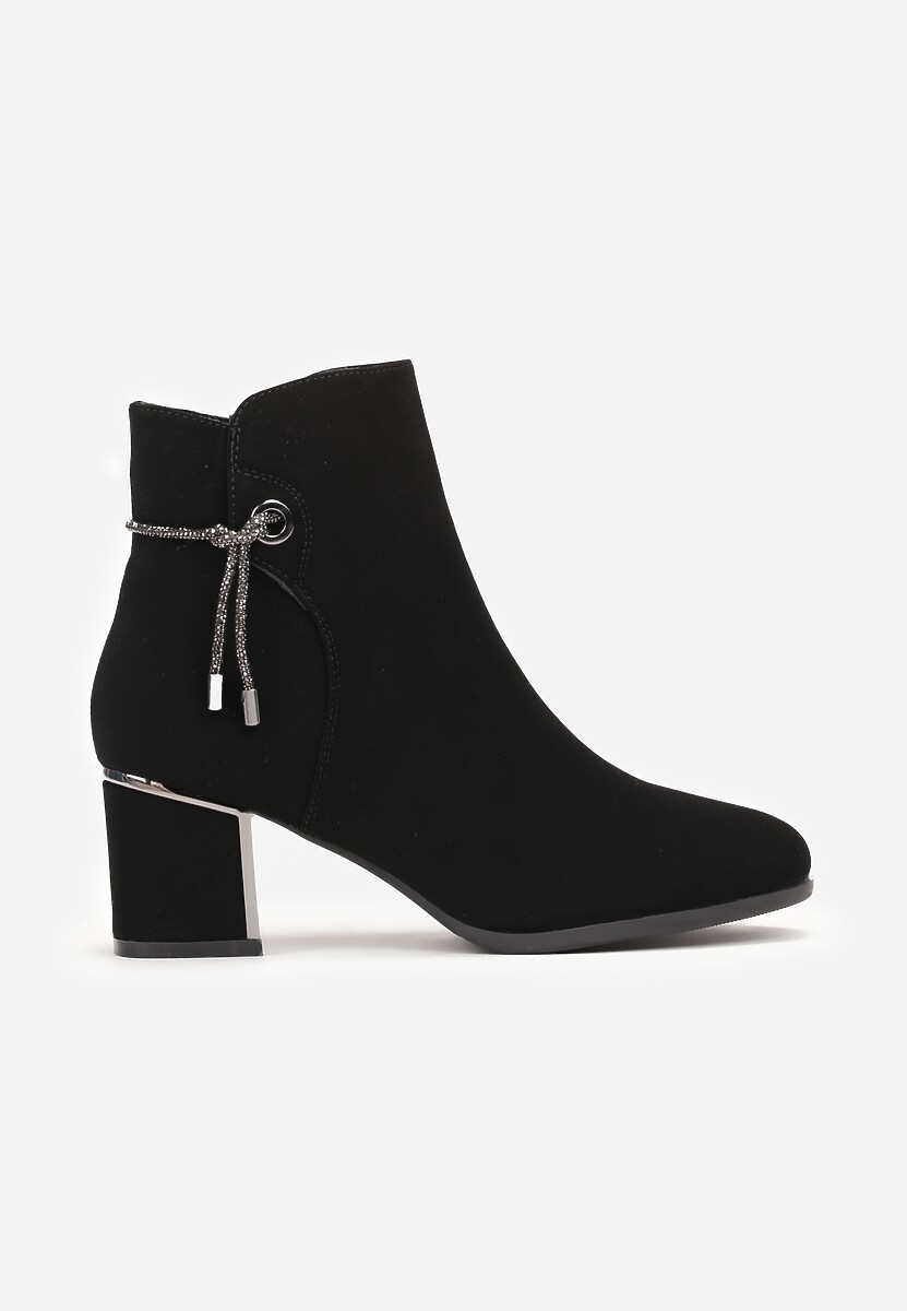 Botine Negre cu Toc Scurt și Decorațiune cu Zirconiu Alentt 3