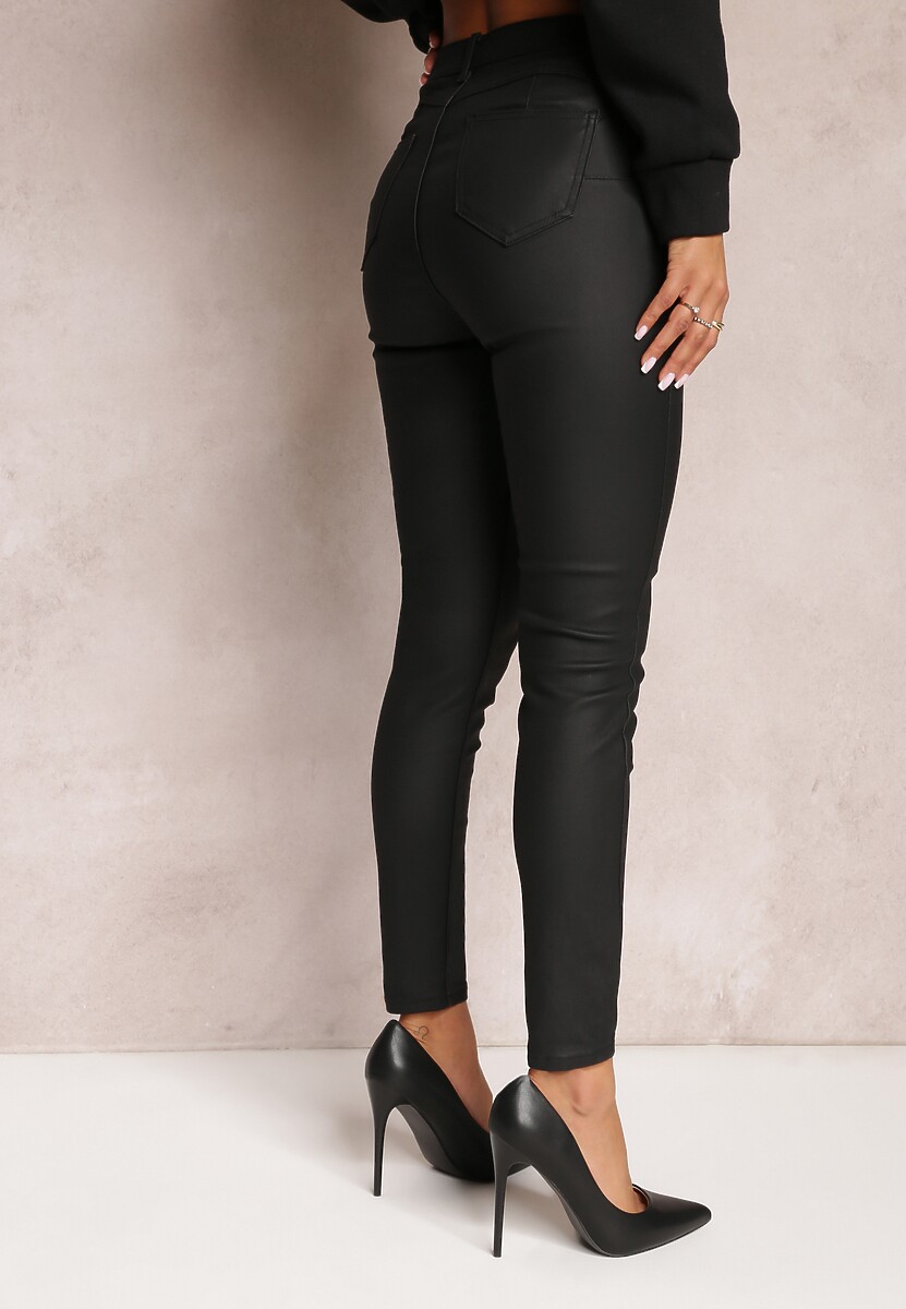 Czarne Spodnie Skinny z Ekoskóry Operwena 3