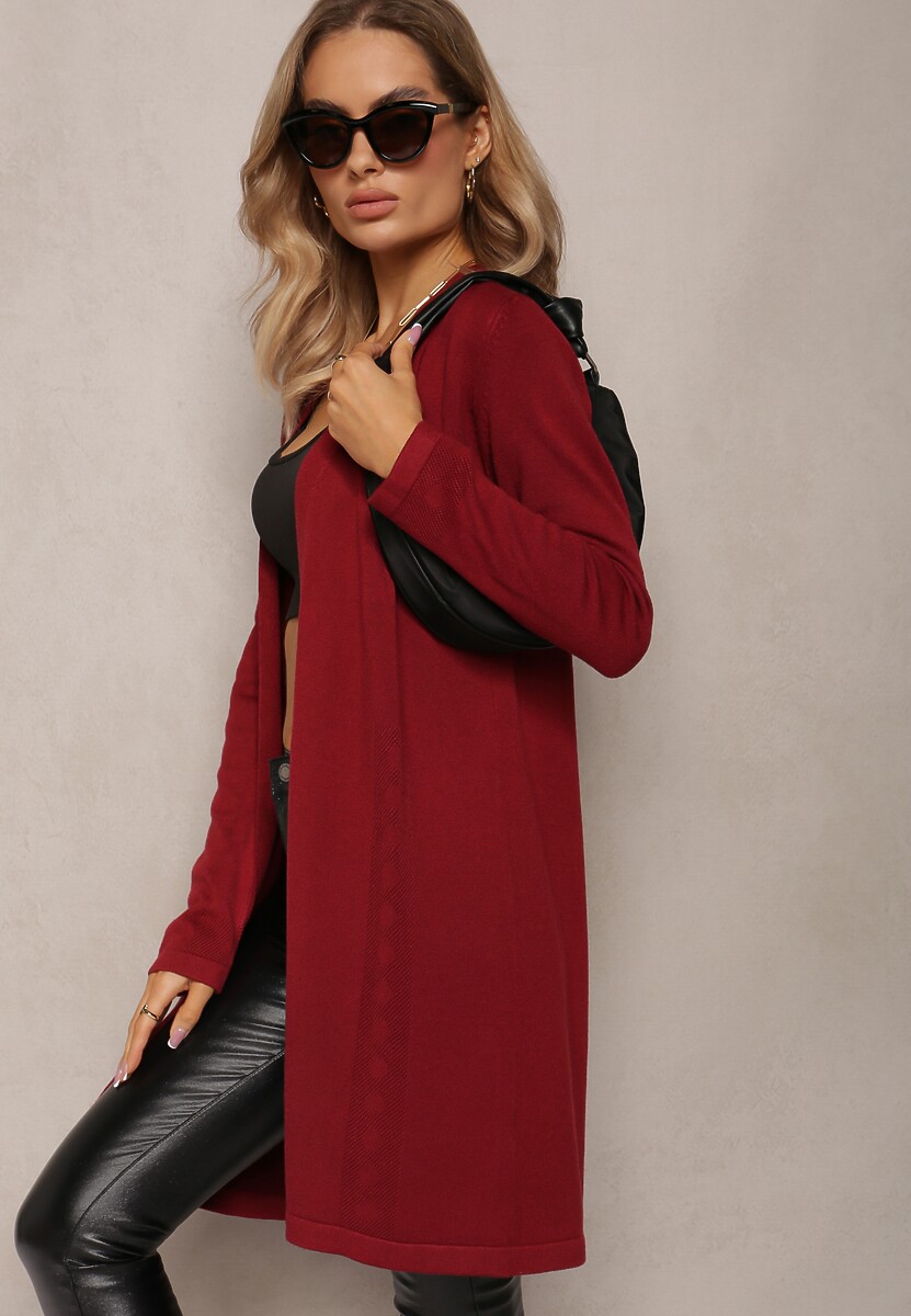 Bordowy Luźny Kardigan Niezapinany Susannas w Www.renee.pl