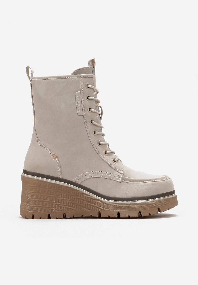 Botine Bej Cu Siret Pe Platforma Sevese 3