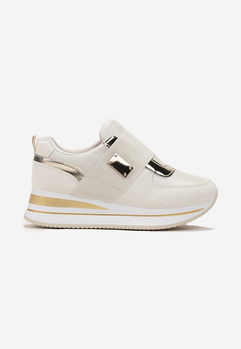 Sneakerși Bej pe Talpă Groasă cu Bandă Elastică Decorativă Iivonen 3