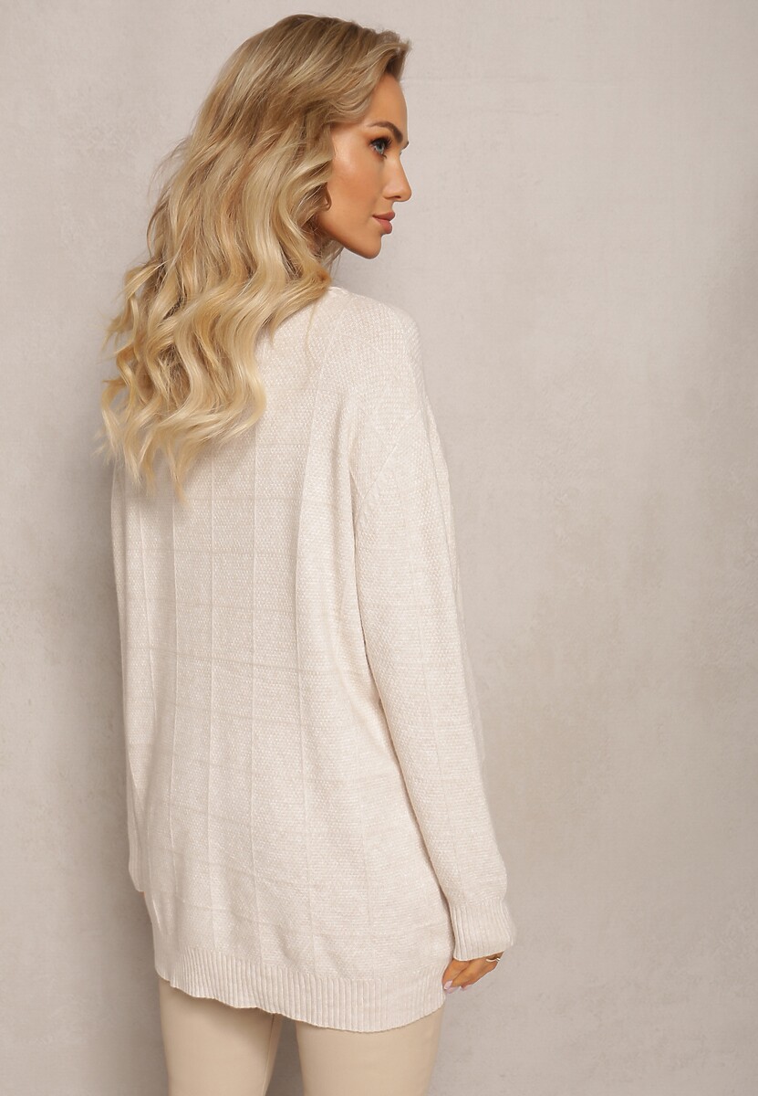 Bej Deschis Clasic Pulover Tricot Moale Tererise 3
