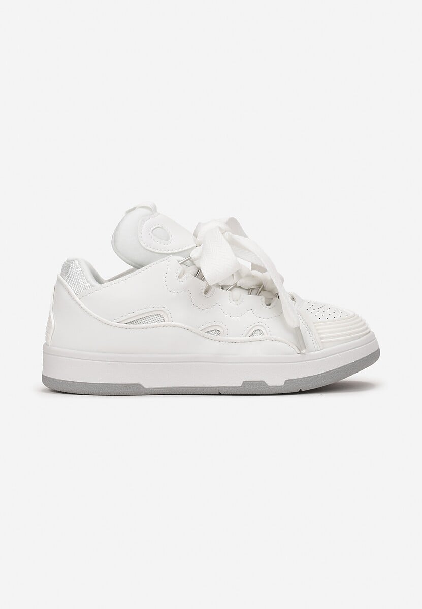 Sneakerși albi cu șireturi decorative și inserție pe limbă Cristen 3