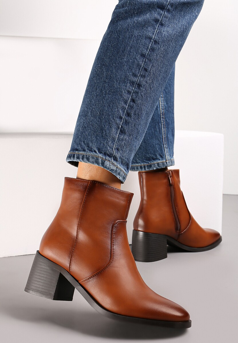 Botine maro clasice cu toc Ominorda 1
