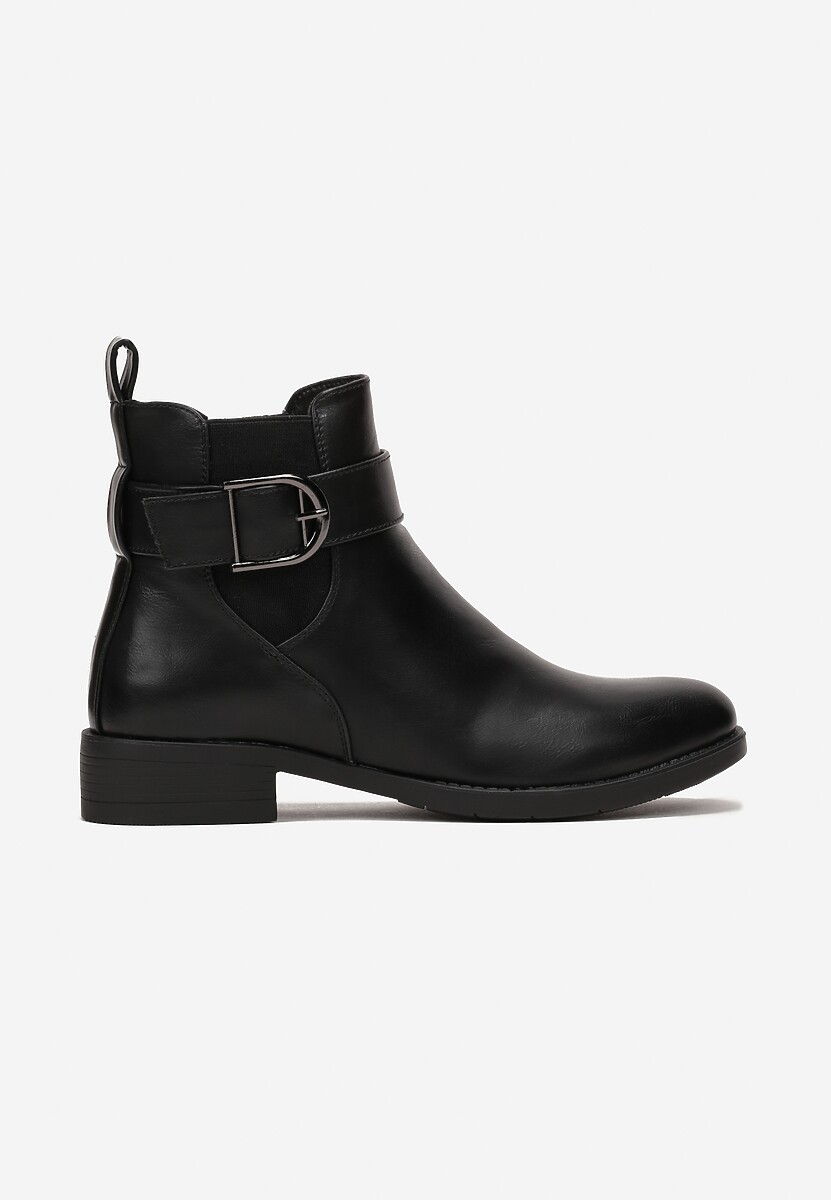 Botine Chelsea Negre cu Inserție Elastică și Curea Decorativă Momala 3