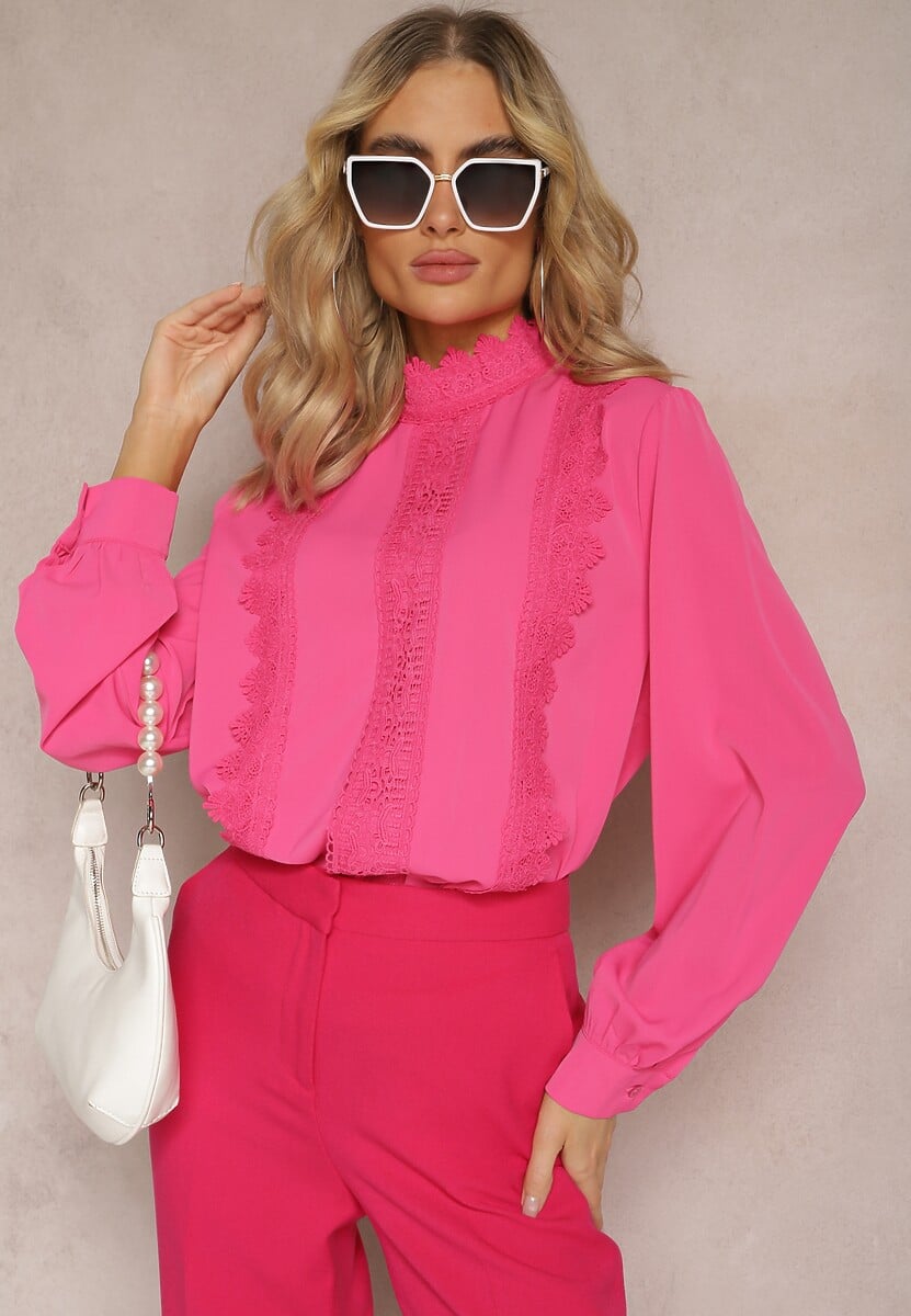 Bluză Fucsia cu Inserții Dantelă Paizlee 2