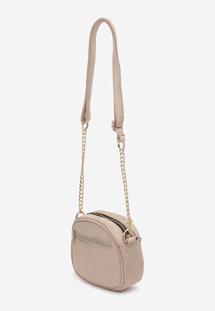 Ciemnobeżowa Torebka z Ekozamszu z Kwaratowym Pikowaniem i Regulowanym Paskiem Karasi 2