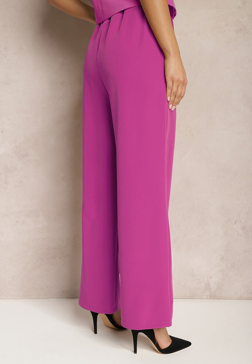 Fioletowe Szerokie Spodnie w Eleganckim Stylu Hanessame 3