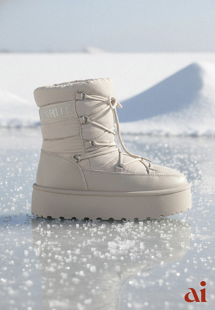 Beżowe Śniegowce na Platformie z Ozdobnym Wiązaniem Zingie 1